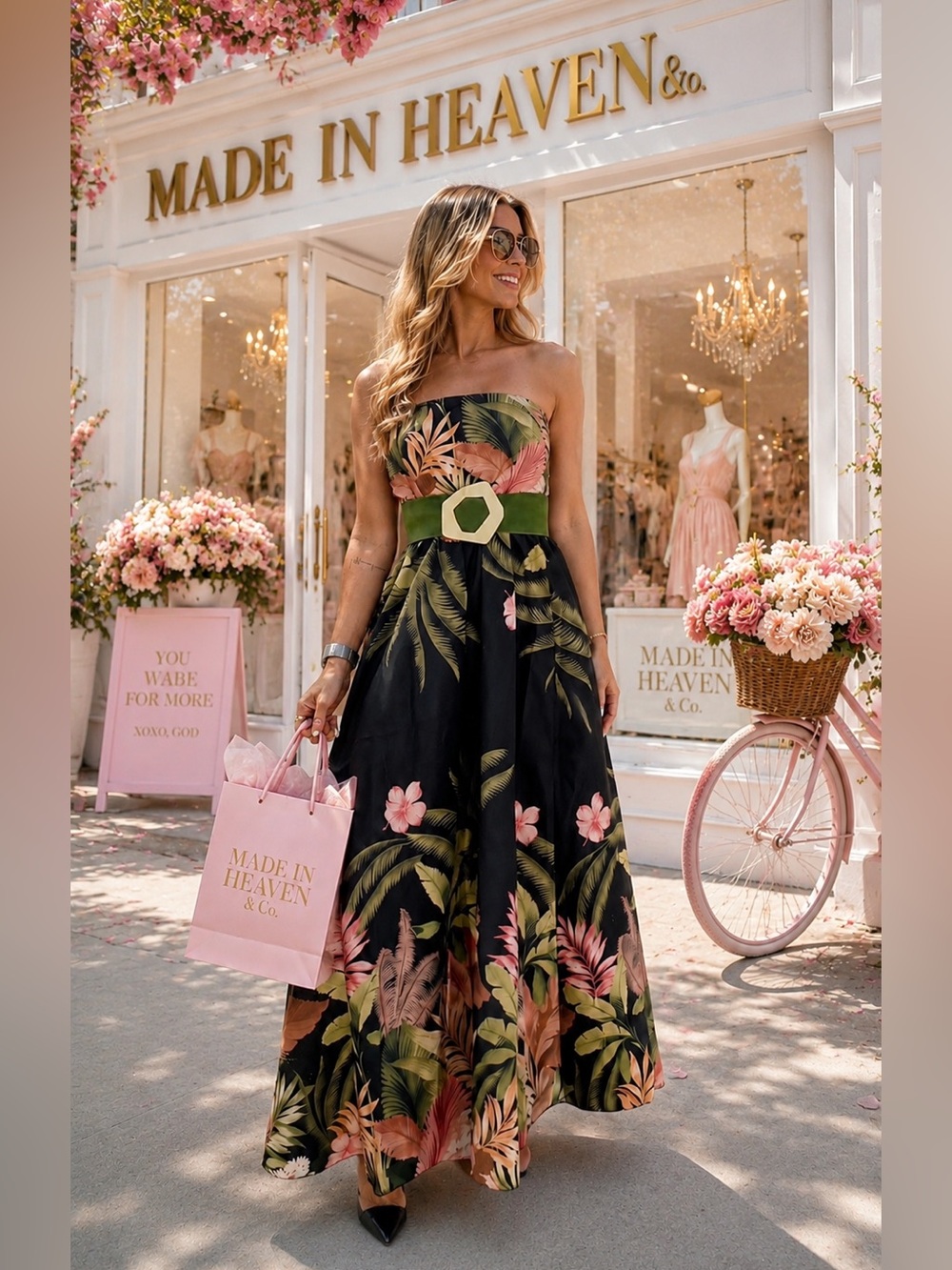 BELICE  Black Tropical  Maxi Dress